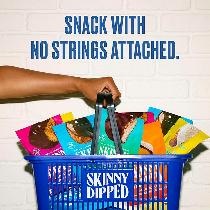 SkinnyDipped Super Dark Chocolate + Sea Salt Almonds, Vegan, Healthy Snack, Plant Protein, Gluten Free, 0.46 oz Mini Bags, Pack of 24