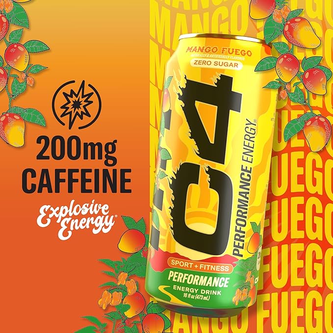 Cellucor C4 Performance Energy Drink - Mango Fuego, 16 Fl Oz Can