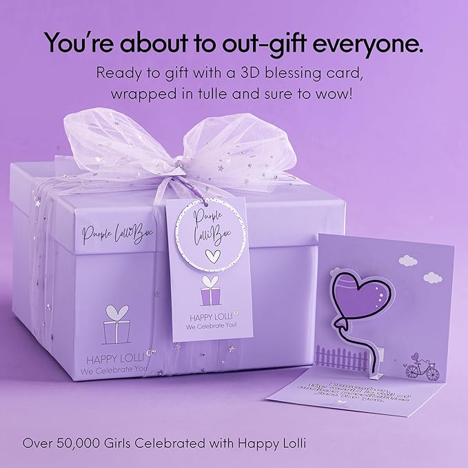 HAPPY LOLLI LolliBox Birthday Gift for Tween & Teen Girls Ages 8–15, Ready to Gift Surprise Box with Empowering Challenges