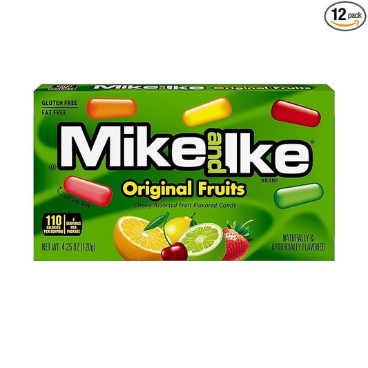 Mike and Ike Candy, Original Fruits, 4.25oz Theater Box, Pack of 12