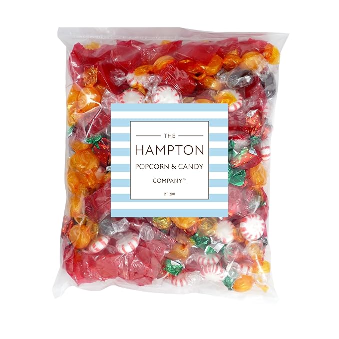 Old Fashioned Hard Candy Assortment, 1 Pound Bulk Candy (Approx. 75 pcs.), Butterscotch, Root Beer Barrels, Strawberry Filled Bon Bons, Cinnamon Discs, Starlight Peppermints