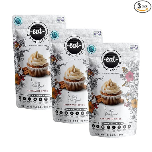 eat G.A.N.G.S.T.E.R. Cinnawin Spice Cake & Muffin Mix 3-Pack, Allergy-Friendly Baking Mix, Grain-Free, No Dairy, Nuts, Gluten, Dairy, For Paleo & AIP Diets, Delicious Cakes, Muffins and Cupcakes
