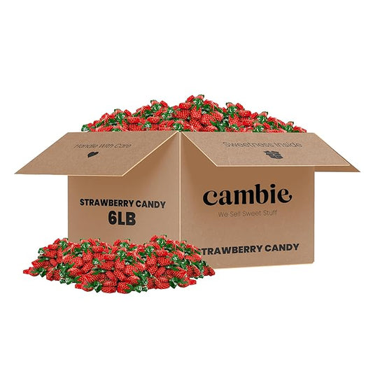 Strawberry Bulk Candy by Cambie, 6 lbs of Strawberry Candy with a Deliciously Sweet Hard Exterior with a Soft, Fruit-Filled Center, Bon Bons for Piñata Filler, Party Favors, and More