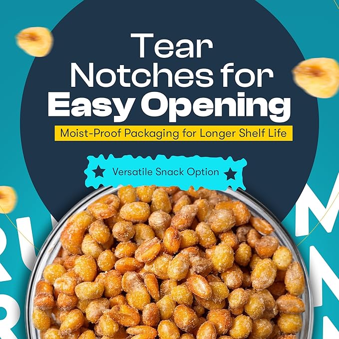 Three Amigos Corn Nuts Suger Free, 100% Vagan, Peanut Free Non-GMO (All Natural Ingredients) Guilt-Free snacking Toasted Corn Kernels in Reseable Bag - Crunchy & Munch Snack (12 OZ) (12 oz, Sea Salt)