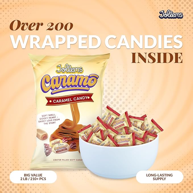 Jollems Caramô Caramel Candy | Individually Wrapped | 2 Pound Bulk Bag