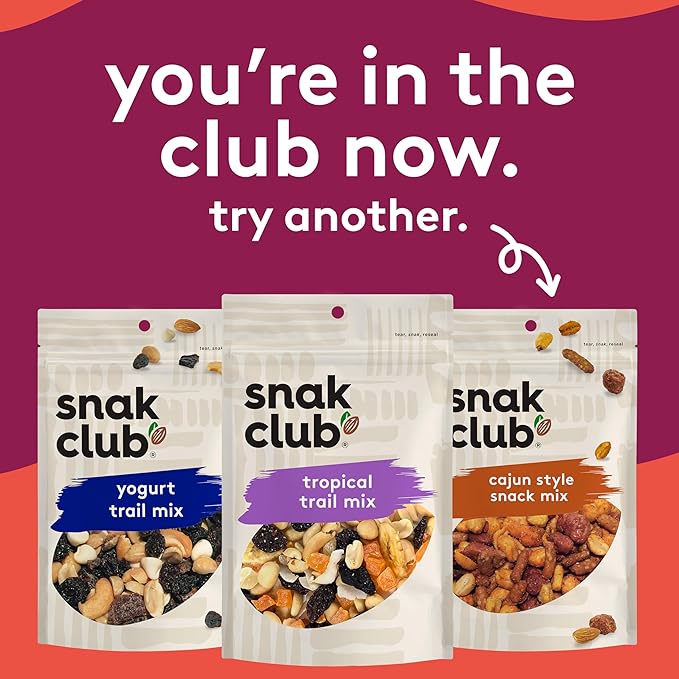 Snak Club Trail Mix Variety Pack, Protein Snacks, Includes Energizer Trail Mix, Sweet and Salty, and Peanut Butter Chocolate, 6 Pack