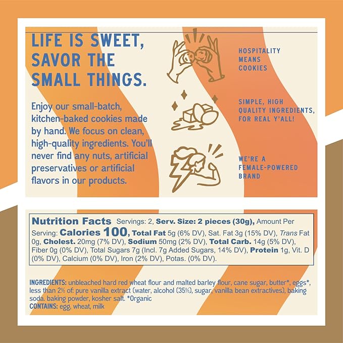 Bell's Reines Butter Cookies, Soft Gourmet Small Batch, Healthy Snacks, Bakery Fresh 4 Cookie Snack Packs, 3-Pack
