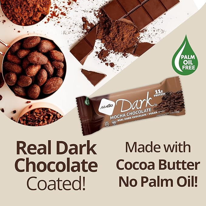 NuGo Dark Chocolate Chip, 12g Protein Bar, Vegan, Gluten Free, Kosher Pareve, 12 Count
