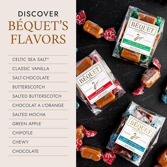 Béquet Celtic Sea Salt Caramels – Soft, Individually Wrapped Gourmet Caramel Candy, Gluten‑Free & Kosher – 24 oz Resealable Pouch