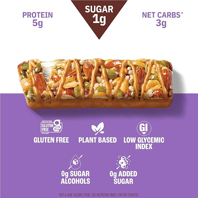 Munk Pack Caramel Sea Salt Nut & Seed Snack Bars | 5g Protein, 1g Sugar, 3g Net Carbs | Keto Friendly, Plant-Based, Low Sugar, Non-GMO, Gluten-Free Snacks | 24 Count (4.92 oz)