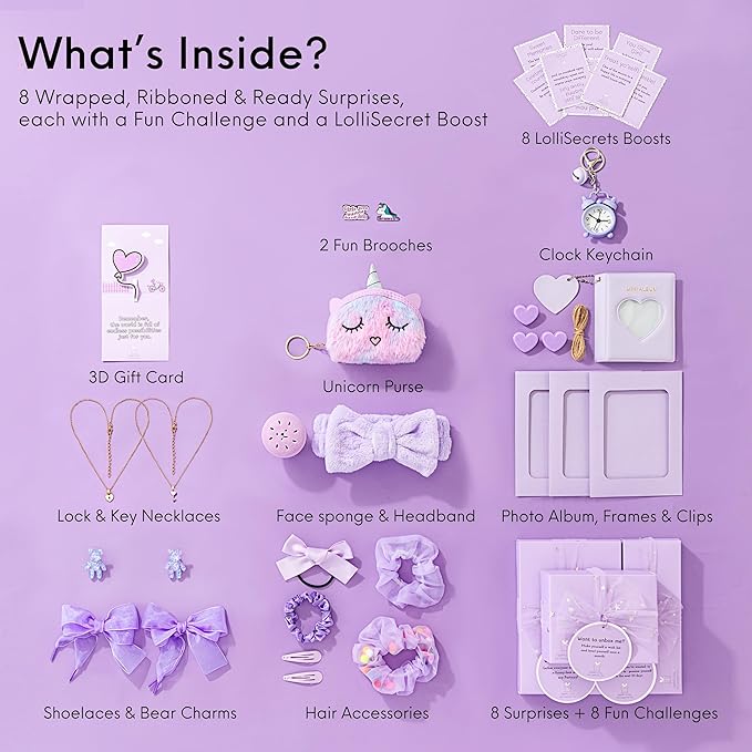HAPPY LOLLI LolliBox Birthday Gift for Tween & Teen Girls Ages 8–15, Ready to Gift Surprise Box with Empowering Challenges