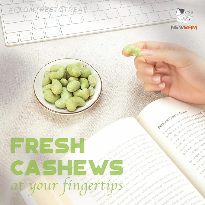 NEWBAM Wasabi Cashews Individual Packs - 12 Cashew Snack Packs Roasted Nuts (1.5oz Each) – Keto, Vegan - Healthy Snacks for Trail Mix, Office, or Party - Bold Flavor, Low Sugar