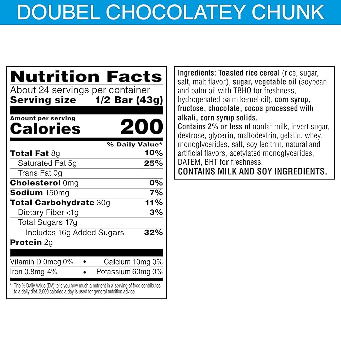 Rice Krispies Treats Mega Bars Large Marshmallow Snack Bars, Kids Snacks, Double Chocolatey Chunk, 36oz Box (12 Count)