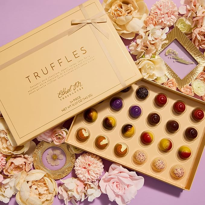 Ethel M Chocolates 24-Piece Truffles Collection, Luxury Chocolate Gift Box Selection of World's Finest Hand-Rolled Truffles Premium Chocolate Assortment