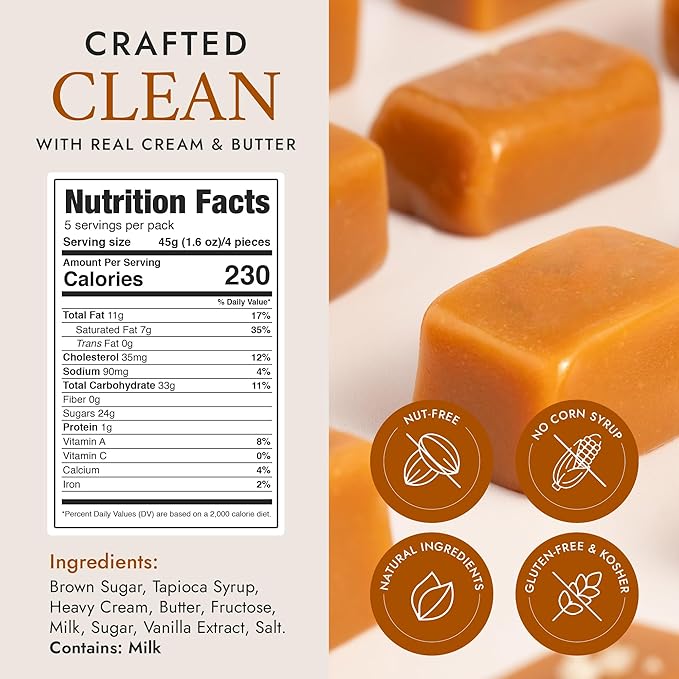 Béquet Caramel - Classic - Caramel Candy Individually Wrapped - Gourmet Caramel Candy - Made in Montana - Kosher (Star D) and Gluten Free - 16oz Gift Bag