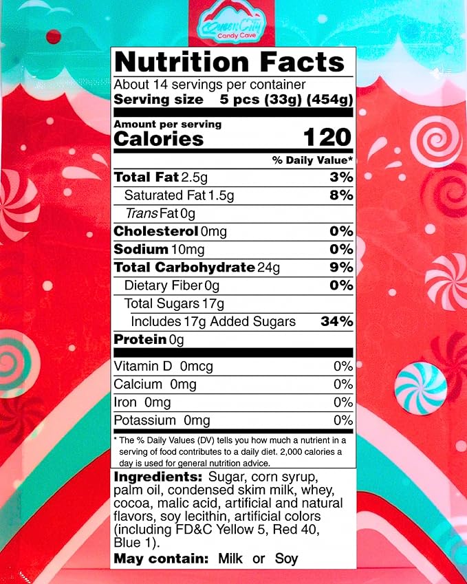 Assorted Flavored Mini Chews - Bulk Candy, Individually Wrapped Assorted Flavor Midgee Fruit Chews, by Queen City Candy Cave (1 Pound)