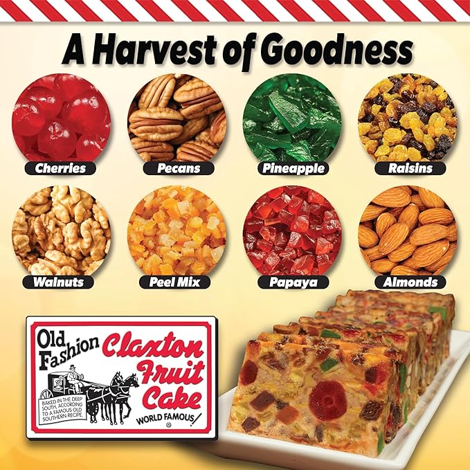 Claxton Fruit Cake – 5-Lb. Dark Recipe | Old Fashioned Holiday Fruitcake Packed in Signature Claxton Gift Carton | A Traditional Holiday Favorite 5 Pack