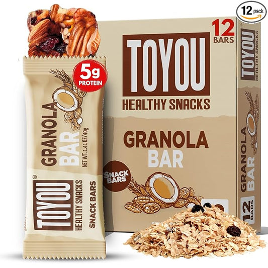 ToYou Gluten Free Chewy Fruit and Nut Bars - Healthy Protein Snacks | Granola Bar - 1.41 Ounce (Pack of 12) | Soft Chewy, Vegan, Fiber-Packed Granola Bars for Adults and Kids, Made with Natural Ingredients