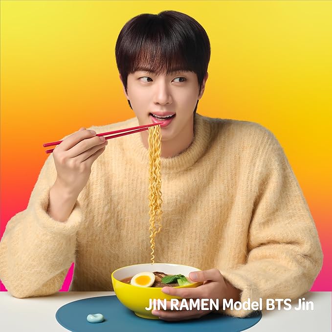 OTOKI Jin Ramen (SPICY), BTS Jin & JIN RAMEN edition without BTS Jin Sticker, Authentic Korean Instant Noodles, Rich and Savory Beef Broth, Quick and Easy Meal 4.23 oz x 18 Pack (1 Box) (PACK OF 18, SPICY)