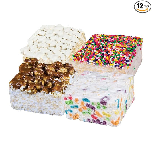 The Crispery Crispycakes – Jumbo Size Pack of 12 Individually Wrapped Assorted Flavor Gourmet Marshmallow Rice Crispycakes, always soft and gooey, packed with fresh ingredients. Made in the USA.