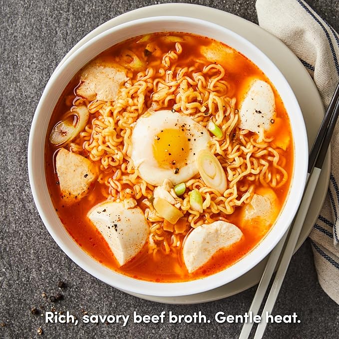 OTOKI Jin Ramen Mild, Korean Instant Noodles with 13-Hour Simmered Beef Bone Broth, Savory & Smooth Flavor, Ready in 4 Minutes, 4.23 oz (18 Pack)