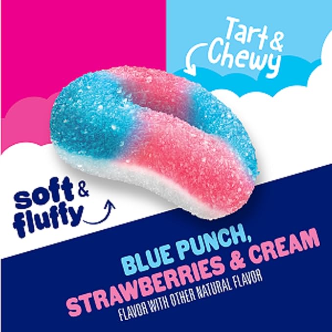 SweeTARTS Halos, Candy, Blue Punch and Strawberries and Cream, Tart and Chewy, Soft and Fluffy, 3.5 oz (12 count)