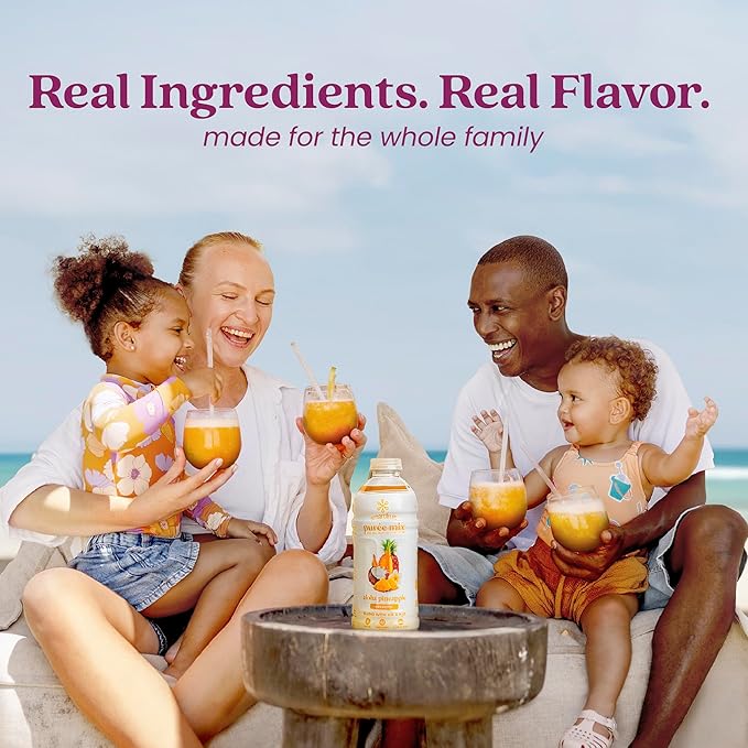 Smartfruit Aloha Pineapple + Prebiotic – 100% Real Fruit Purée with Pineapple, Banana, Apple & Coconut – Great for Smoothies, Juice, Yogurt, Cocktails, Teas – High in Vitamin A – 48oz