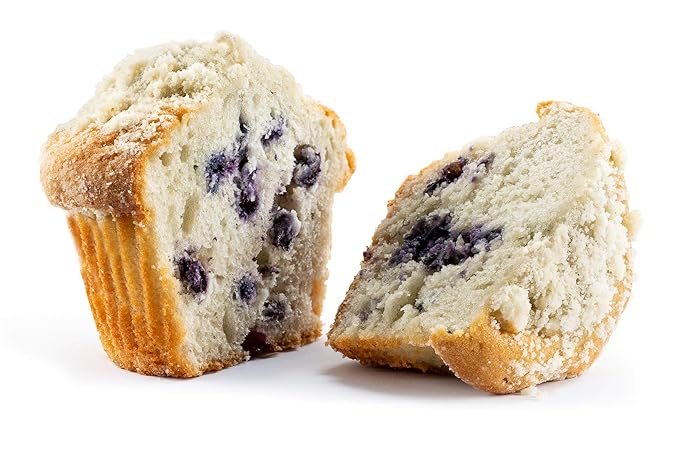 Fresh Bakery Muffins | 4 Blueberry Muffins Individually Wrapped | Blueberry Muffins | Delicious Coffee Cake | 4 oz Per Muffin | Stern’s Bakery (Blueberry)