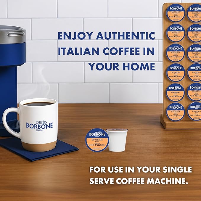 Caffè Borbone Breakfast Blend Coffee (40 Count) – Medium Light Roast, 100% Arabica, Roasted in Naples with Notes of Chestnut and Caramel – Single Serve Coffee Pods Compatible with K-Cup Brewers