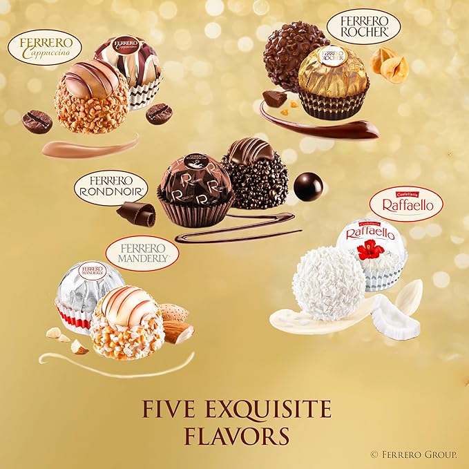 Ferrero Collection Valentine's Heart Gift Box, 14 Assorted Dark, Coconut, Almond, Cappuccino Gift Box, 5.1 oz