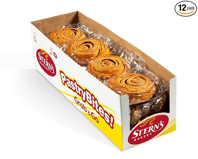 Stern’s Bakery Cinnamon Swirl | 18 Individually Wrapped Pastries | 3 Oz Breakfast Danish Pastries | Vending Machine Snacks | Lunchbox Snacks | Dairy Free | Nut Free Snack | Kosher Pastries