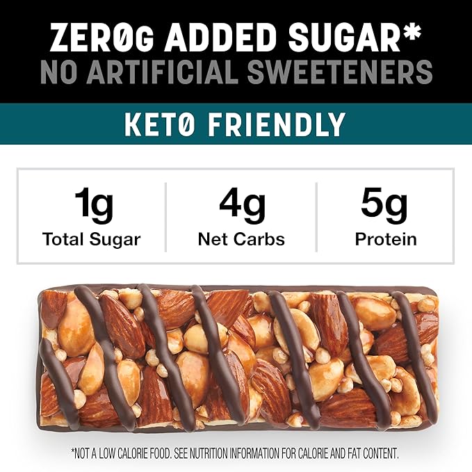 KIND ZERO Added Sugar Bars, Variety Pack, Dark Chocolate Nuts & Sea Salt, Caramel Almond & Sea Salt, Peanut Butter Dark Chocolate, Keto Friendly Snacks, Gluten Free, 5g Protein, 15 Count
