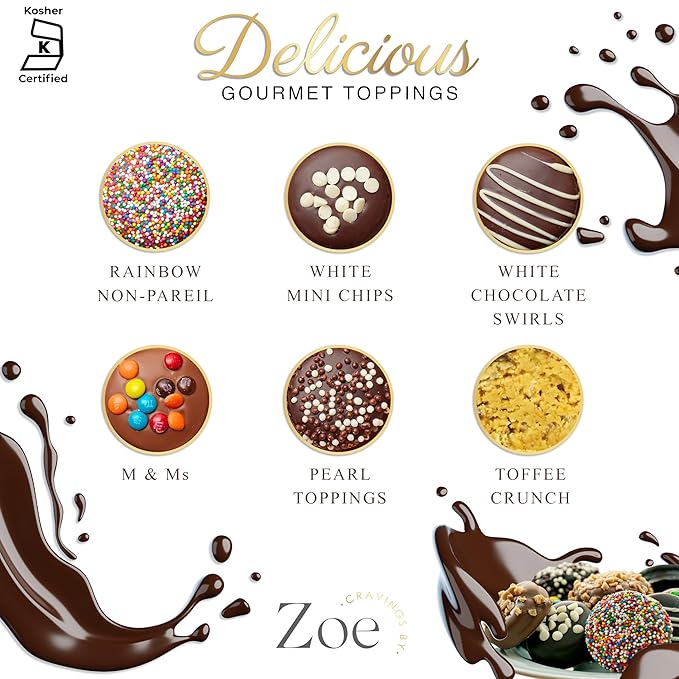 CRAVINGS BY ZOE Valenties Day and Birthday Chocolate Covered Cookies Gift Basket | 6 Count | Kosher Milk & Dark Belgian Chocolate Gourmet Food Gift Box | Thank You, Candy Gifting Men Women Him Her Mom