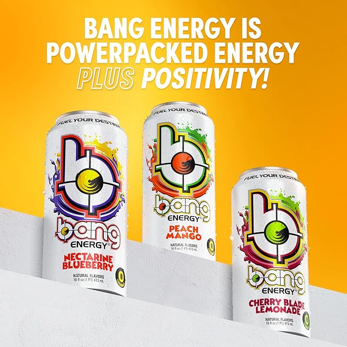 Bang Energy Peach Mango, Sugar-Free Energy Drink, 16-Ounce | Pack of 12