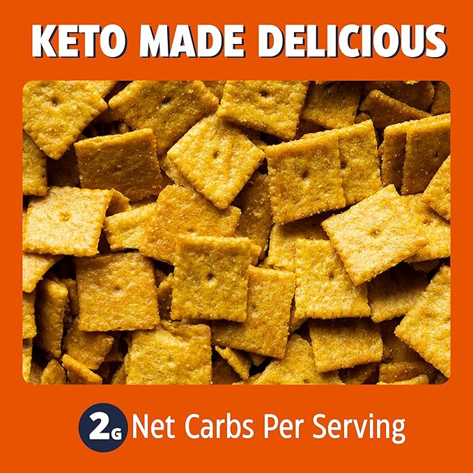 Get Strong Foods Cheddar Cheese Crackers - High Protein Crackers - Keto Friendly, Low Carb, High Fiber Cheese Crisp - Low Calorie, Healthy Snack for Adults and GLP-1, Pack of 4
