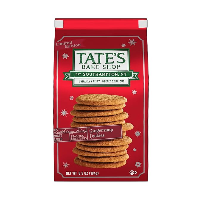 Tate's Bake Shop Gingersnap Cookies, Limited Edition Holiday Cookies, 4 - 7 oz Bags