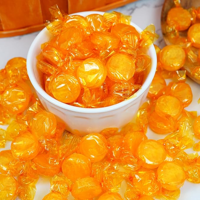 Butterscotch Hard Candy - 2lb Bulk Bag (Approx. 150 pcs) - Individually Wrapped Butterscotch Candy Discs - The Hampton Popcorn & Candy Company