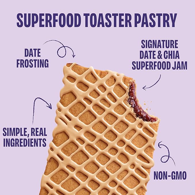 Smash Foods Toasties Variety 3 Pack – Healthy Whole Wheat Toaster Pastries Strawberry, Blueberry, Grape – No Refined Sugar, Real Fruit Filling – 9 Pastries Total – Non-GMO, Simple Real Ingredients (Grape)