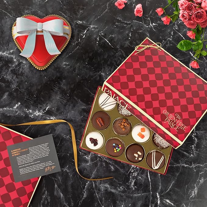 Gluten Free Palace Valentine’s Day Gift Basket – Vegan Gluten Free Chocolate Covered Cookies – Gourmet Sweet Treats and Cookie Gift for Men & Women (12 Count)