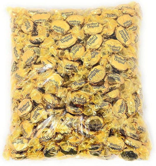 Werther's Original Caramel Butter And French Cream Hard Candies 1.5 Lbs 120+ Pcs (24 Oz) Individually Wrapped Peanut Free Classic Buttery Smooth Caramels