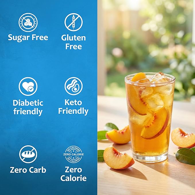Syruvia Sugar Free Peach Tea Flavored Syrup for Drinks, Cocktails, Lemonades, Iced Teas and Desserts – 25.4 fl oz