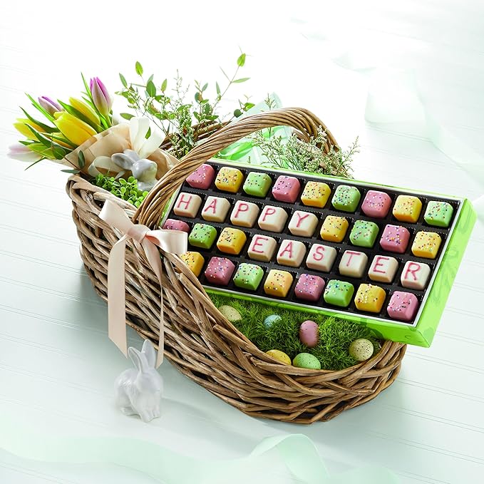 The Swiss Colony 27 Spring Favorites + 36 Happy Easter Petits Fours Gift Bundle - Summer Sausage Meats and Cheeses, Petits Fours Cakes