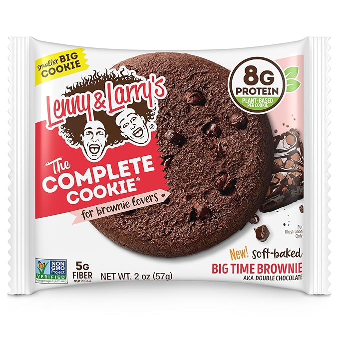 Lenny & Larry's Complete Protein Cookie, [Big Time Brownie], Chewy Soft Baked, 16g Plant Protein, Vegan, Non-GMO, High Fiber, [2 Ounce] Cookie (Pack of 12)