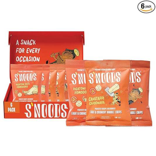 S’NOODS Slurps Up Chips Variety Pack - Light & Crunchy Noodle Chips - Plant-Based Protein - Vegan Snacks - Gluten-Free - Perfectly Crispy & Delicious - For Adventurous Snackers - 3 oz (6 Pack)