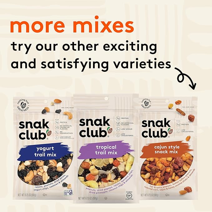 Snak Club Energizer Trail Mix with Roasted Salted Peanuts, Raisins, Chocolatey Candies, Roasted Almonds, Gluten-Free and Kosher Snack, 16 oz Resealable Bag