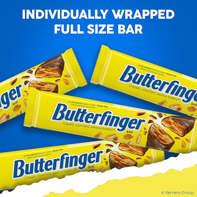 Butterfinger, Bulk 18 Count, Chocolatey, Peanut-Buttery, Individually Wrapped Candy Bars, Share Pack, 3.7 oz Each - 18 pack