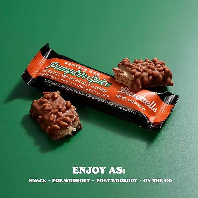 Barebells Protein Bars Pumpkin Spice – 12 Count, 20g High Protein Treats – Seasonal Pumpkin Spice Nutrition Bar with Low Sugar – On-The-Go Breakfast or Post-Workout Snack