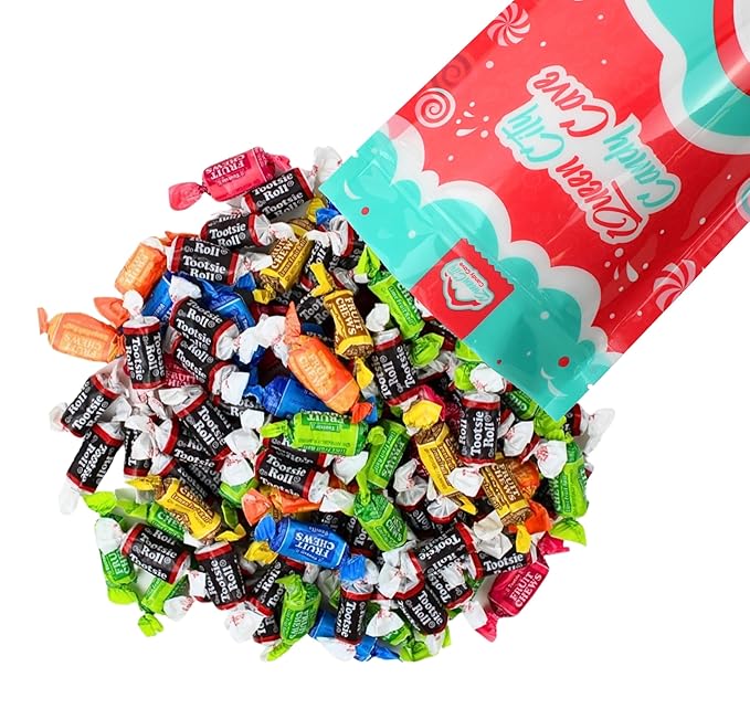 Mini Assorted Flavored Fruit Chews - Fruity and Chocolate Flavored Bulk Bites, Individually Wrapped Candy - by Queen City Candy Cave (3 Pound)