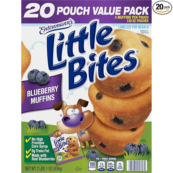 Entenmann's Little Bites Blueberry Mini Muffins, 20 Pouch Value Pack