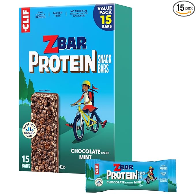 Zbar Protein - Chocolate Flavored Mint - Crispy Snack Bars - Made with Organic Oats - Non-GMO - 5g Protein - Gluten Free Protein Bars (15 Pack)